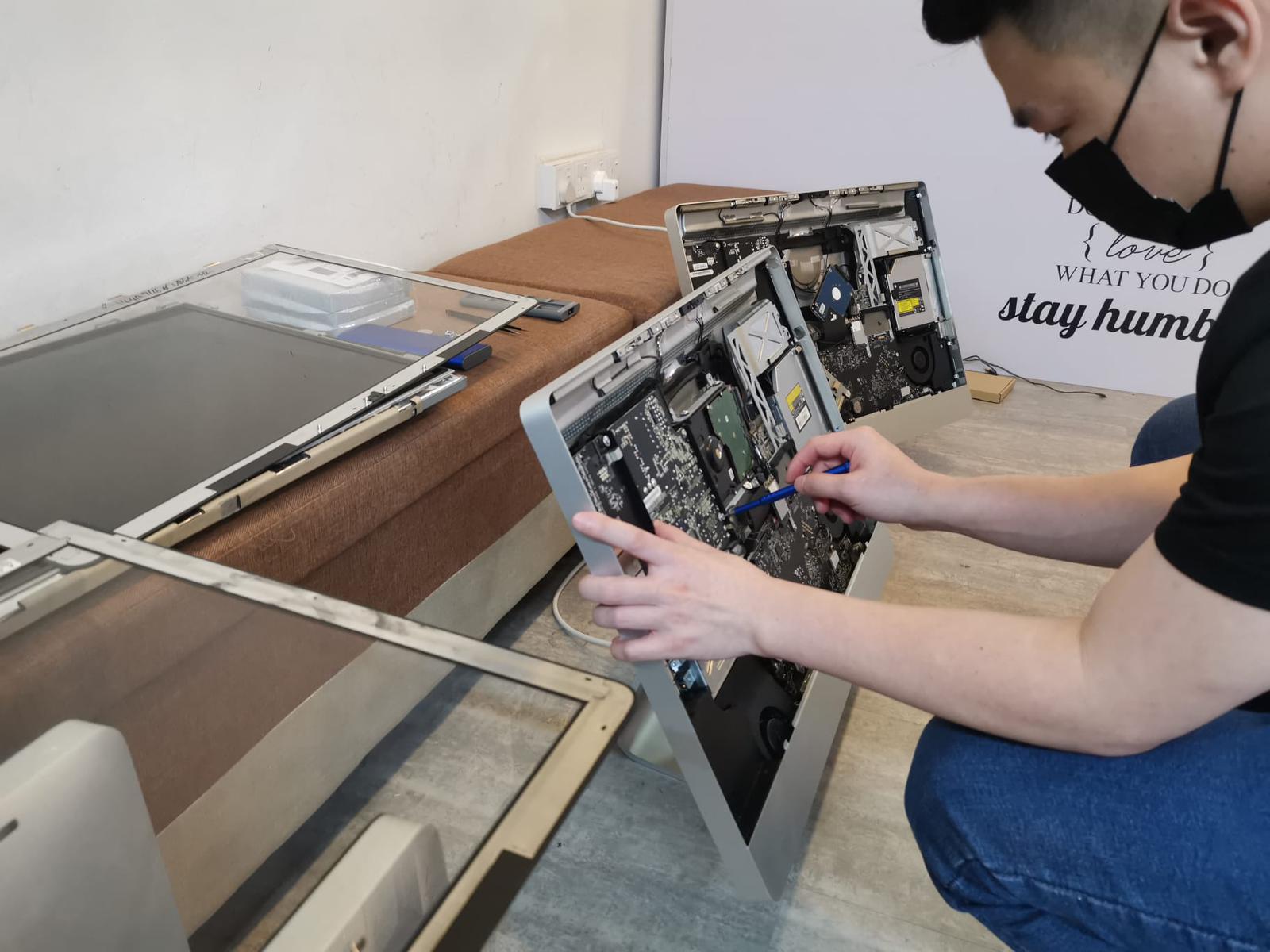 apple imac panel disassembled repair